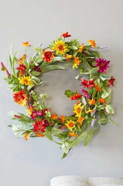 Decorator's Warehouse 24" Mixed Daisy Wreath > Christmas Decor|All Wreaths