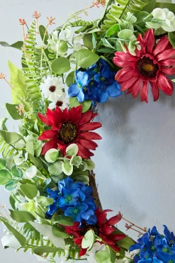 Decorator's Warehouse 22" Mixed Flower Wreath - Red, White, & Blue > All Wreaths|Patriotic Decor