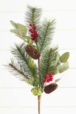 Decorator's Warehouse 29” Mixed Pine Berry Pinecone Spray > Cardinal|Christmas Sprays