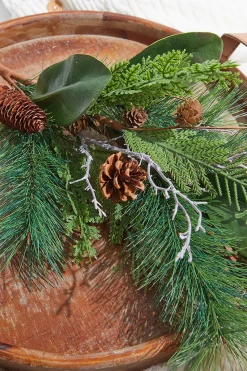Decorator's Warehouse 32” Mixed Pine & Magnolia Leaf Pinecone Spray > Cardinal|Christmas Sprays