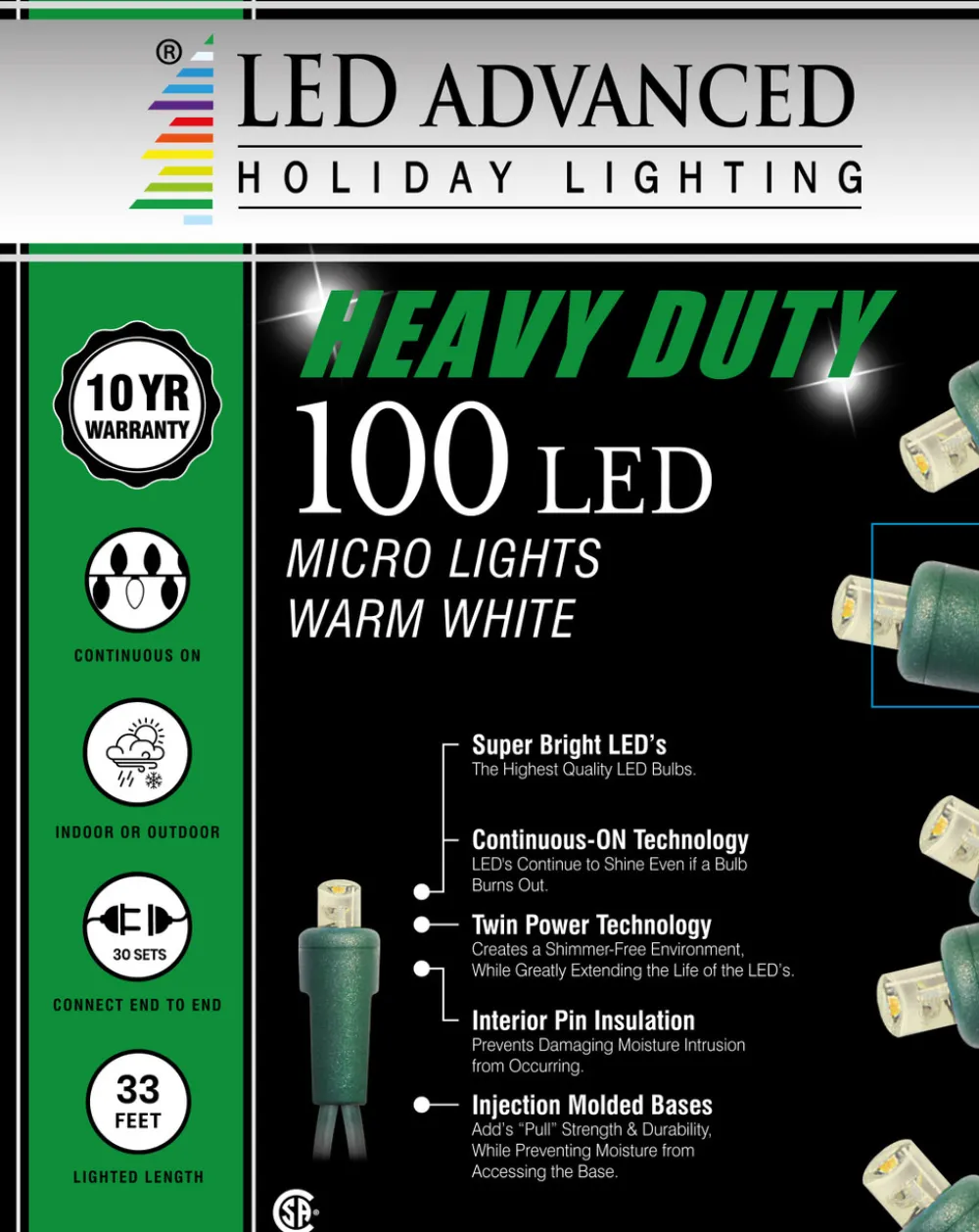 Decorator's Warehouse 5mm Pure White 100 LED String Set > 5Mm Led Strands|Outdoor Lighting