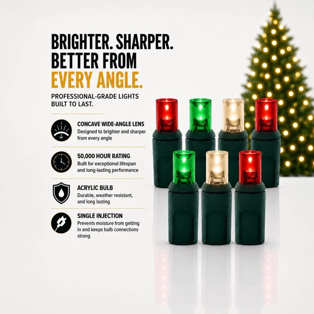 Decorator's Warehouse 5mm Warm White/Red/Green - 70L 4" Spacing > 5Mm Led Strands|Light Strands