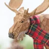 Decorator's Warehouse 6.5" - 9" Moose with Cardinal & Plaid Scarf > Cardinal|Christmas Accents