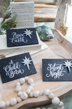 Decorator's Warehouse 4.5" Navy Holy Night Plaque Ornament > Christmas Decor|Nativity Ornaments