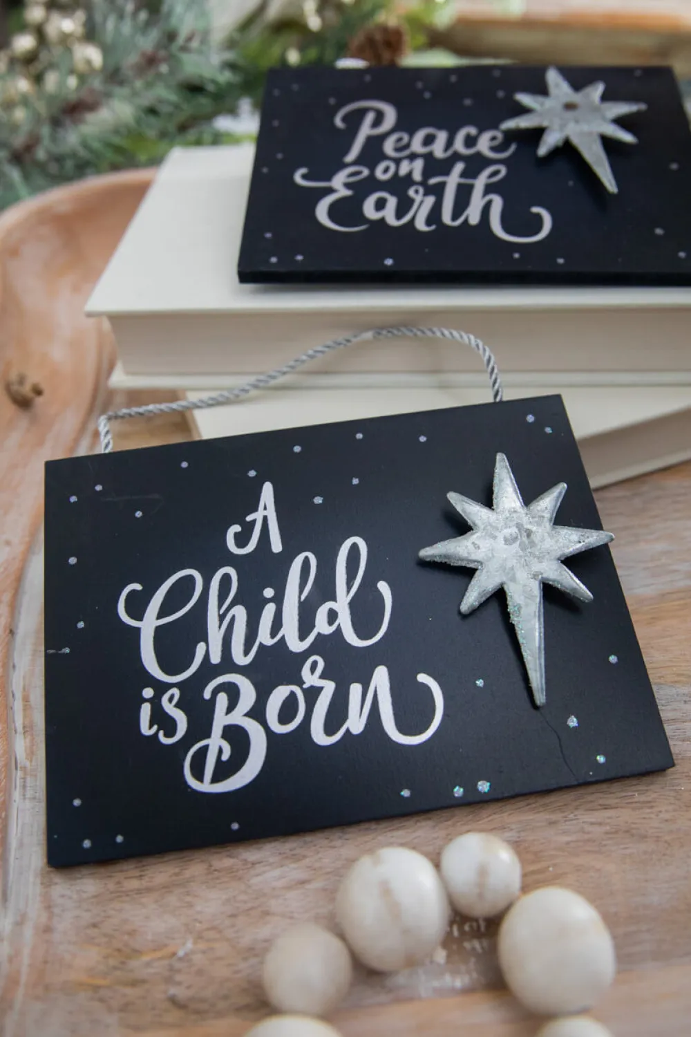 Decorator's Warehouse 4.5" Navy Holy Night Plaque Ornament > Christmas Decor|Nativity Ornaments