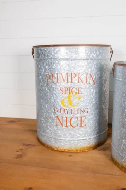 Decorator's Warehouse 20” Nesting Galvanized Metal Pumpkin Spice Buckets - Set of 2 > Christmas Sale