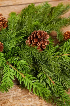 Decorator's Warehouse 60” Noble Cedar Cone Tablepiece > Natural Greenery|Christmas Decor