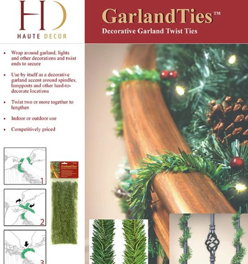 Decorator's Warehouse 14” Noble Pine Garland Ties - 10 Pack > Real Touch Garlands|Cardinal