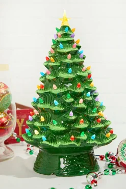 Decorator's Warehouse 18" Nostalgic Ceramic Christmas Tree, Green > Vintage Christmas Lights|Tabletop & Accent Trees