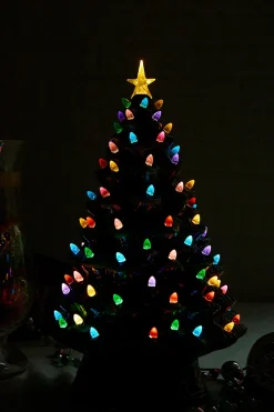 Decorator's Warehouse 18" Nostalgic Ceramic Christmas Tree, Green > Vintage Christmas Lights|Tabletop & Accent Trees
