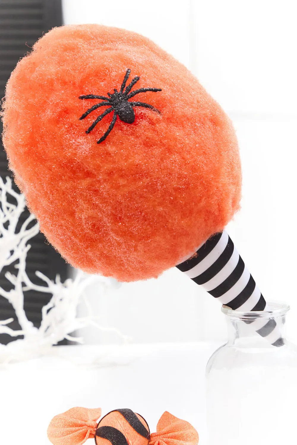 Decorator's Warehouse 14" Orange Glitter Cotton Candy Halloween Ornament > Halloween|Halloween