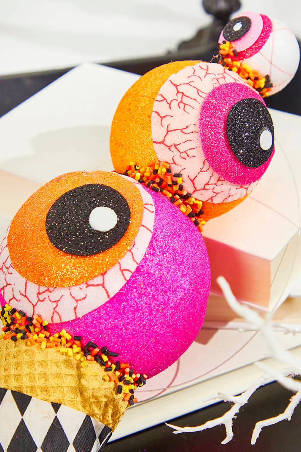 Decorator's Warehouse 13" Orange & Pink Eyes Cream Ornament > Halloween|Halloween