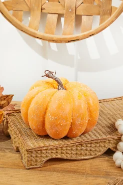 Decorator's Warehouse 8" Orange Weathered Pumpkin with Stem > Fall Decor|Fall Decor