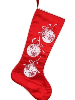 Decorator's Warehouse 25” Ornament Garland Stocking > Red & Silver|Christmas Textiles