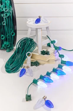 Decorator's Warehouse 100' Outdoor Christmas Lighting Kit - Cool White/Blue > Outdoor Christmas Lighting Kits|C9 Bulbs