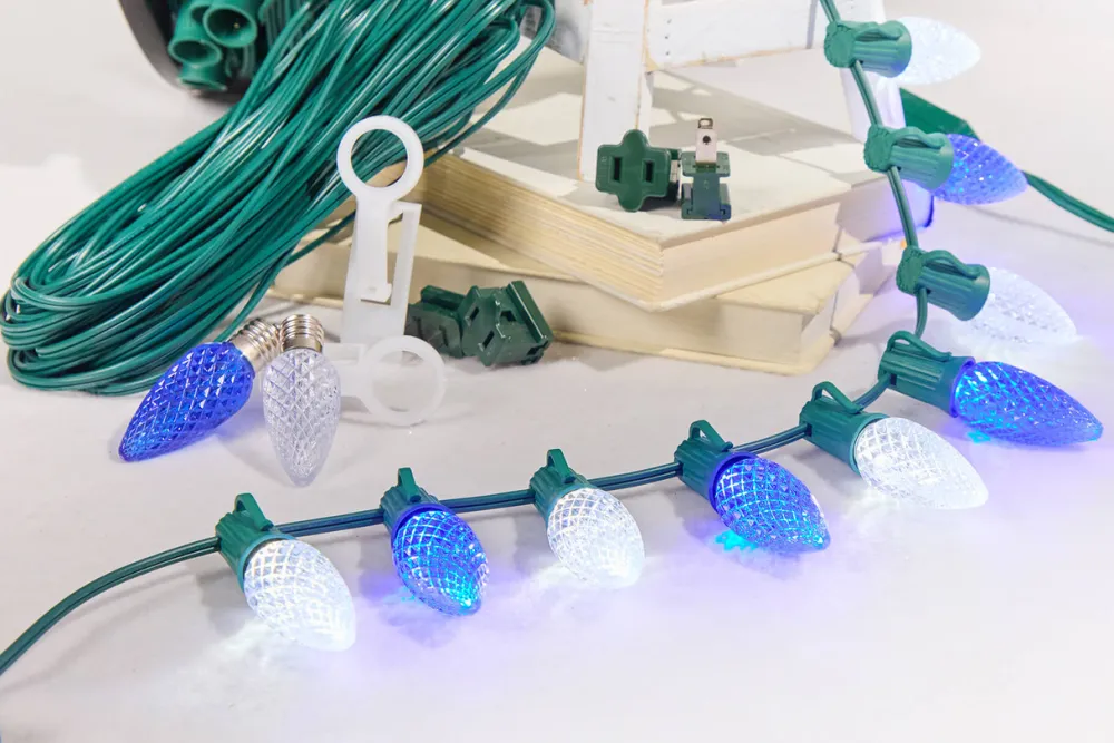 Decorator's Warehouse 500' Outdoor Christmas Lighting Kit - Cool White/Blue > Outdoor Christmas Lighting Kits|C9 Bulbs