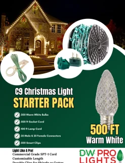 Decorator's Warehouse 500' Outdoor Christmas Lighting Kit - Warm White > Outdoor Christmas Lighting Kits|C9 Bulbs