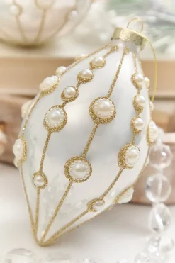 Decorator's Warehouse 4" - 6" Pearl Embellished Glass Ornament > Christmas Decor|Natural Elegance