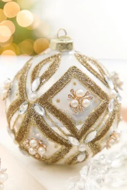 Decorator's Warehouse 4" - 6" Pearl & Jewel Embellished Glass Ornament > Christmas Decor|Natural Elegance
