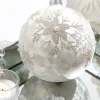 Decorator's Warehouse 5" Pearl Snowflake Glass Ball Ornament > White Christmas|Christmas Decor