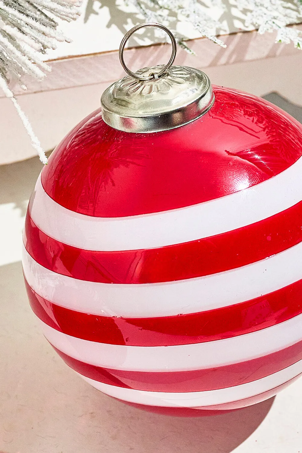 Decorator's Warehouse 4" Peppermint Glass Ball Ornament > Christmas Decor|Christmas Ornaments