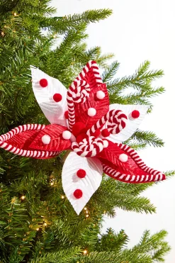 Decorator's Warehouse 22" Peppermint Swirl Poinsettia Stem > Christmas Decor|Storyville