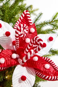 Decorator's Warehouse 22" Peppermint Swirl Poinsettia Stem > Christmas Decor|Storyville
