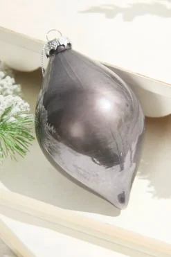 Decorator's Warehouse 4" - 6" Pewter Glass Finial and Ball Ornaments > Red & Silver|Christmas Decor