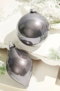 Decorator's Warehouse 4" - 6" Pewter Glass Finial and Ball Ornaments > Red & Silver|Christmas Decor