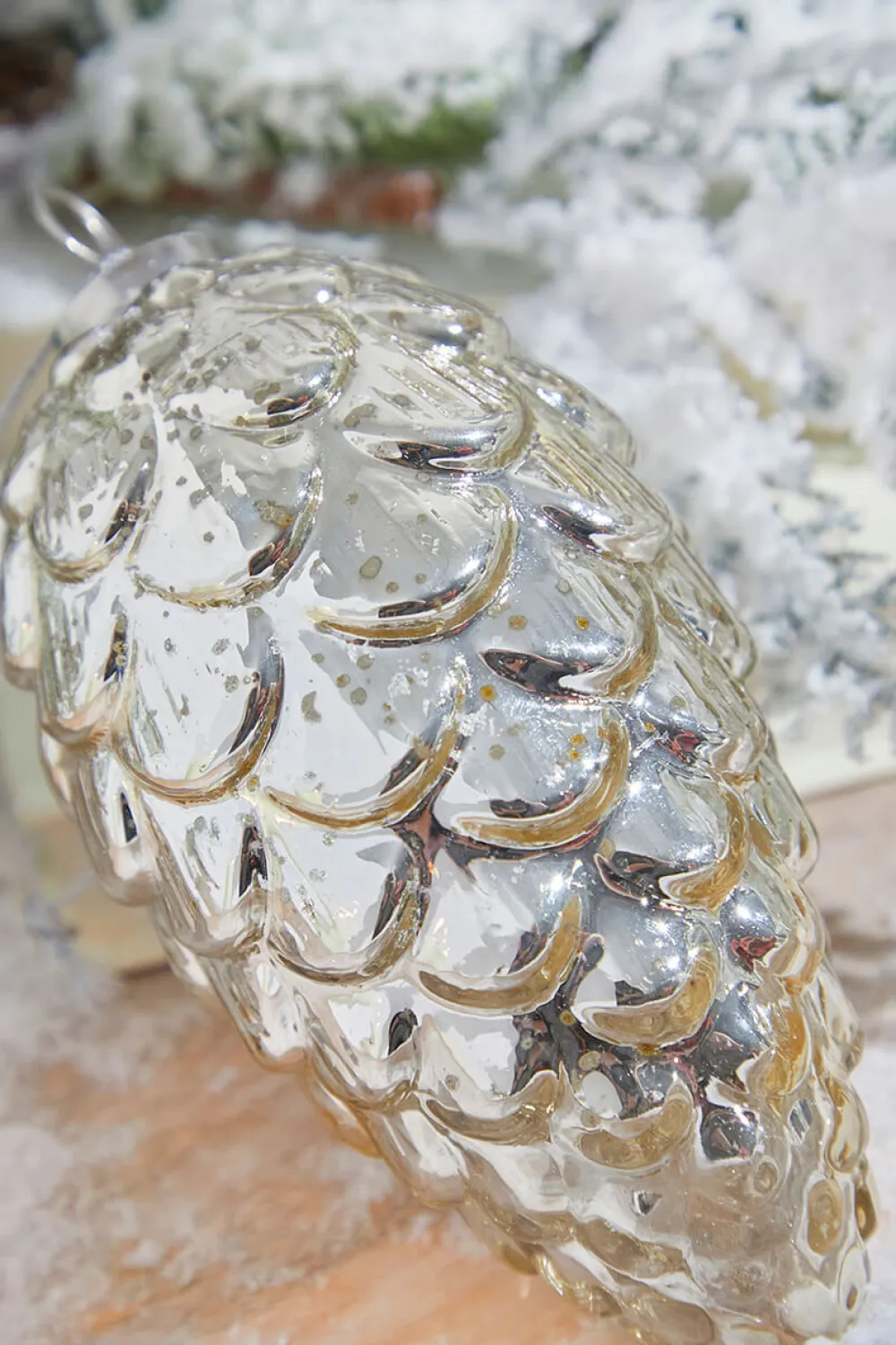 Decorator's Warehouse 7" Pinecone Burnished Mercury Glass Ornament > White Christmas|Christmas Decor