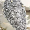 Decorator's Warehouse 11" Pinecone Ornament with Jewel - Platinum > White Christmas|Christmas Decor