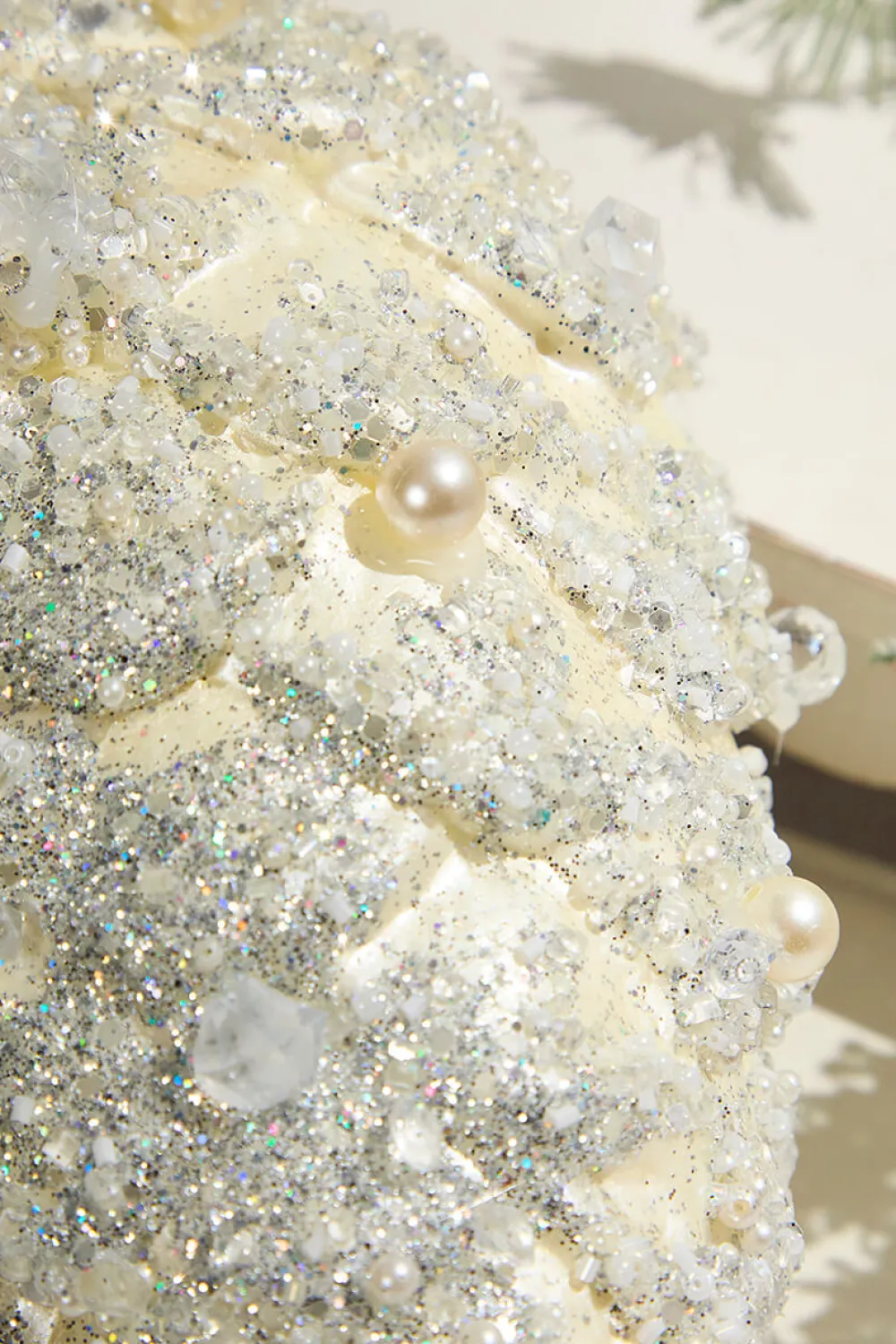 Decorator's Warehouse 11" Pinecone Ornament with Jewel - Cream > Christmas Ornaments|White Christmas