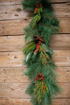 Decorator's Warehouse 72” Pine Garland with Pinecones & Berries > Unlit Garlands|Christmas Garlands