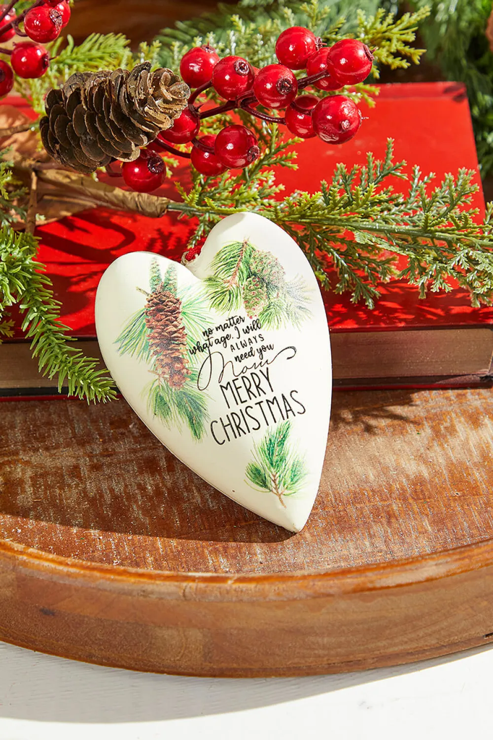 Decorator's Warehouse 5.5" Pine Heart Ornament > Christmas Ornaments|Cardinal