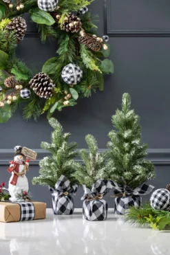 Decorator's Warehouse Pine Tree With Plaid Fabric - Medium > Best Sellers|Tabletop & Accent Trees