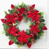 Decorator's Warehouse 32” Pine Wreath With Poinsettias & Ball Ornaments > Cardinal|Christmas Wreaths