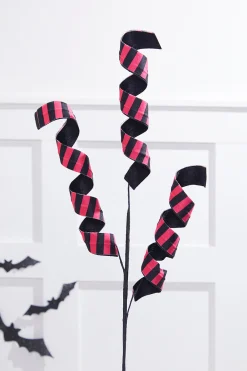 Decorator's Warehouse 30” Pink & Black Double Sided Fabric Curly Spray > Halloween|Halloween