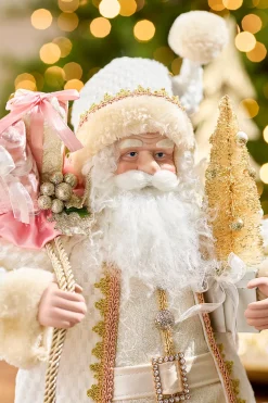 Decorator's Warehouse 21" Pink Champagne Santa With Sack And Tree > Santa'S Sweet Shoppe|Santas & Angels