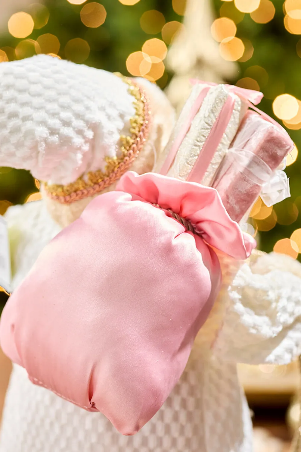 Decorator's Warehouse 21" Pink Champagne Santa With Sack And Tree > Santa'S Sweet Shoppe|Santas & Angels