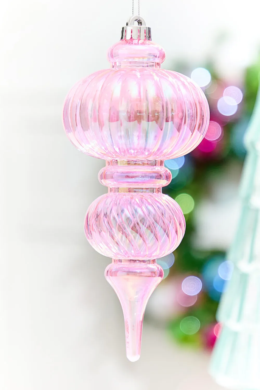 Decorator's Warehouse 10" Pink Iridescent Chandelier Ornament > Christmas Decor|Shatterproof