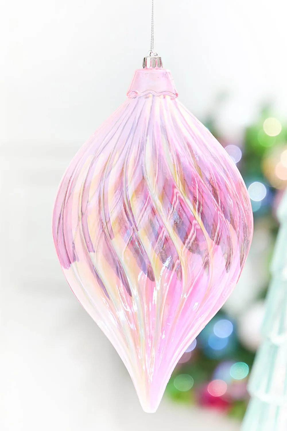 Decorator's Warehouse 11" Pink Iridescent Drop Ornament > Retro Brites|Christmas Decor