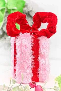Decorator's Warehouse 9" Pink & Red Furry Gift Box > Christmas Decor|Storyville
