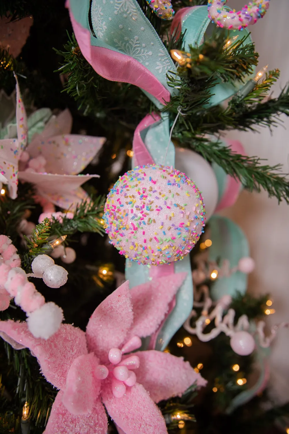 Decorator's Warehouse 4” Pink Sprinkle Ball Ornament > Christmas Decor|Valentine'S Decor