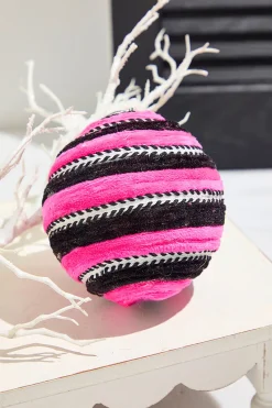 Decorator's Warehouse 5" Pink Velvet Stripe Ball Ornament > Halloween|Halloween