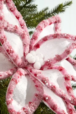 Decorator's Warehouse 22" Pink & White Candy with Snowglitter Poinsettia Stem > Christmas Decor|Valentine'S Decor