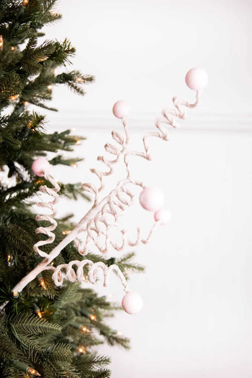 Decorator's Warehouse 25” Pink & White Velvet Corkscrew Spray > Christmas Sprays|Christmas Decor