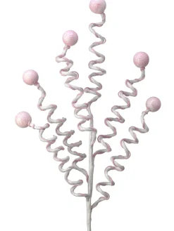 Decorator's Warehouse 25” Pink & White Velvet Corkscrew Spray > Christmas Sprays|Christmas Decor
