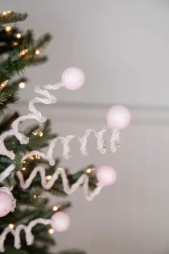 Decorator's Warehouse 25” Pink & White Velvet Corkscrew Spray > Christmas Sprays|Christmas Decor