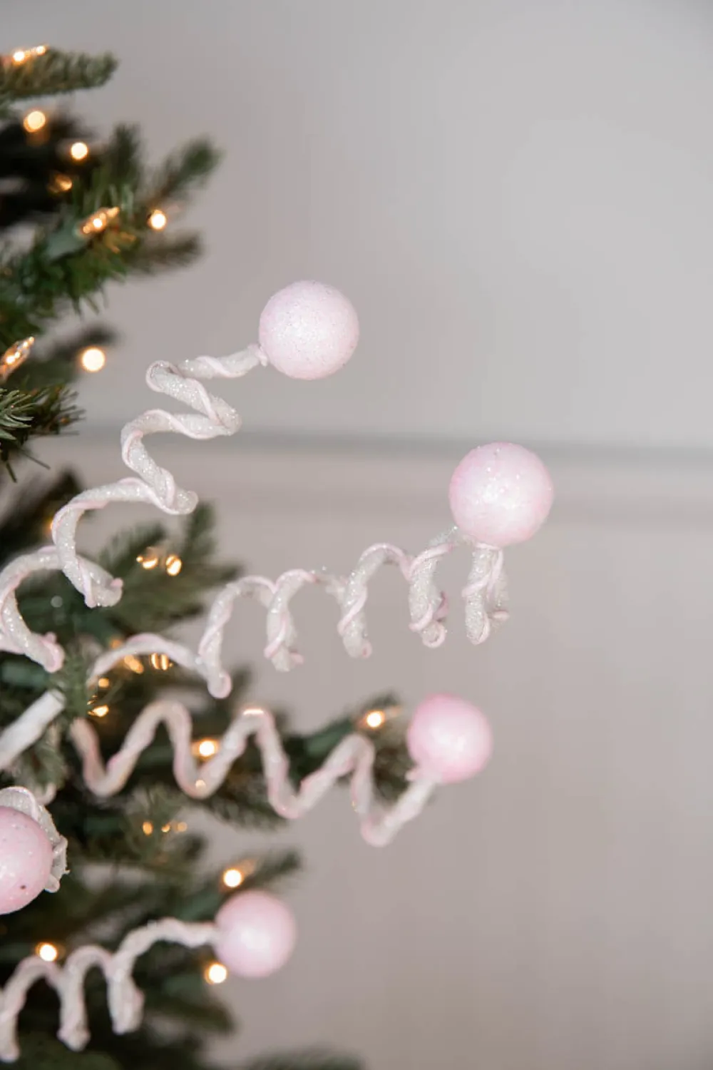 Decorator's Warehouse 25” Pink & White Velvet Corkscrew Spray > Christmas Sprays|Christmas Decor