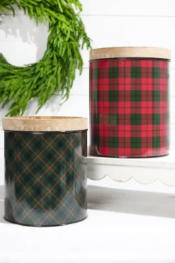 Decorator's Warehouse Plaid Canister - Set of 2 > Christmas Decor|Farmhouse